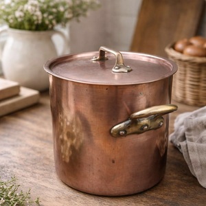 Hand Hammered <b>Aluminum</b> Copper Bottom Non-Stick Durable Insulated Modern Premium Gas Cooker Compatible Serving Casserole <b>Pot</b> Lid - Product Image 1