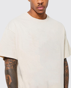 2026 Top Trendy Heavy <b>Weight</b> Canvas <b>Blank</b> Sun Fade Wash Hip Hop Custom Logo Cotton/Bamboo Fiber Anti-Wrinkle Breathable T-shirt - Product Image 3