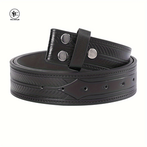 Ceinture vintage en cuir de vachette pour homme avec boucle à plaque, design tête de mort, écologique, robuste, ajustable pour jeans et pantalons habillés - Product Image 2