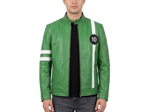 Ben 10 Green Real <b>Leather</b> Jacket Biker Cosplay Costume Comic Con <b>Outfit</b> - Product Image 1