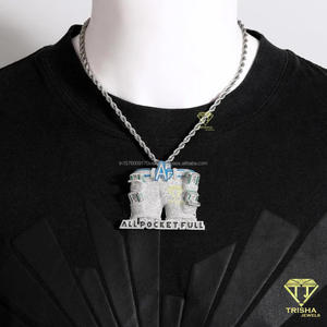Premium <b>Money</b> Theme Pendant Necklace in 925 Sterling Silver with Iced Out Moissanite Diamond Design - Product Image 2