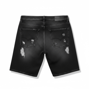 Custom Print Heavyweight Denim Jorts Shorts for <b>Men</b> Distressed Baggy Vintage Look Double Waist Mid Breathable Crystal Logo <b>Jeans</b> - Product Image 2