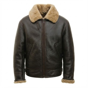 Premium Men Winter <b>Jacket</b> Real Leather <b>Shearling</b> Fur Lining Durable Stitching Stylish Outdoor Protection Biker <b>Bomber</b> <b>Jackets</b> - Product Image 1