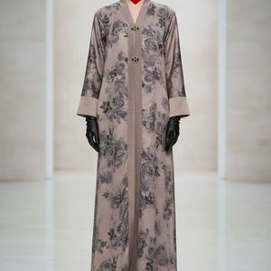 Magnifique Abaya Burkha à Boutons Fantaisie et Plissée pour Usage Quotidien, Robe Musulmane, Foulard Islamique Dupatta, Imprimé Marbré Importé - Product Image 1