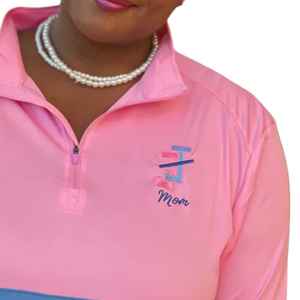 Pull décontracté bicolore à quart de zip pour femmes Jack and Jill, avec logo brodé personnalisé, blocs de couleur pour chemises, approvisionnement en gros OEM - Product Image 3