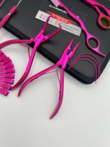 Kit de pinces professionnelles multi-outils pour extensions de cheveux, couleur rose métallique, micro-perles, extensions de cheveux nouées à la main, qualité chirurgicale - Product Image 5