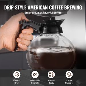 Macchina da Caffè Commerciale a Goccia da 12 Tazze con 4 Caraffe in Vetro e Piastre Riscaldanti per Decanter in Acciaio Inossidabile, Spina UK - per Hotel - Product Image 6