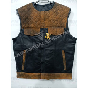 Chaleco de Cuero Personalizado para Hombre, Corte Diamante, Cuero Genuino/Cuero de Gamuza, Chaleco de Motociclista - Product Image 1