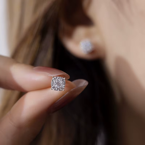 Pendientes de Diamantes Redondos de Oro Sólido de 18K para Mujer, Color G, Certificados por IGI, Joyería Clásica de Compromiso - Product Image 6