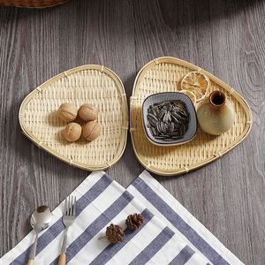 Plato de Bambú Tejido a Mano, Plato Multiusos de Bambú y Ratán, Bandeja Decorativa Ecológica, Plato de Bambú y Ratán - Product Image 4