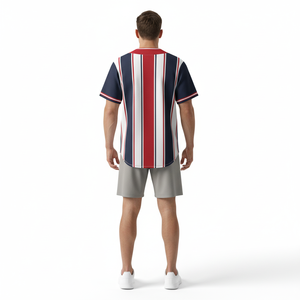 Maillot de baseball/softball rétro personnalisé, respirant, avec logo brodé, rayures, nom d'équipe imprimé par sublimation, 100% polyester - Product Image 2