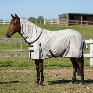 พรมผ้าใบกันน้ำ17ออนซ์สำหรับฤดูร้อนพรมม้าแบบไม่มีซับในผ้าแคนวาสแบบคู่ปิดหน้าอกด้านหน้าสายรัดขาแบบถอดออกได้สำหรับสภาพอากาศที่อบอุ่นและม้า - Product Image 2