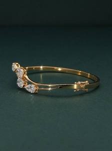 IGI Certified Lab Grown Diamond Round Brilliant Cut Solitaire Engagement <b>Bracelet</b> For Women 14kt Yellow Gold Ethnic Style - Product Image 2