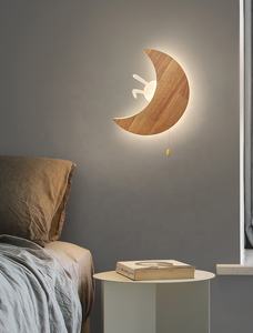 La nouvelle Offre Spéciale moderne bois LED <span class=keywords><strong>lune</strong></span> applique murale pour chambre d'enfant chambre lampe de chevet 3000K-6000K intérieur en bois <span class=keywords><strong>lune</strong></span> applique murale - Product Image 3