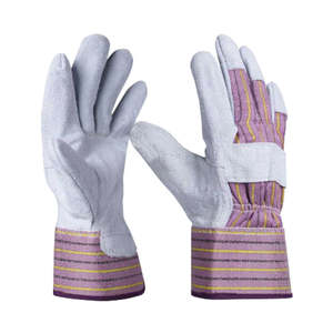 Guantes de Trabajo Industriales de Cuero Vacuno de Primera Calidad, Resistentes, con Protección de Goma y Diseño de Franjas - Product Image 4