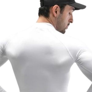 Men's White <b>Long</b> <b>Sleeve</b> T Shirt Mock Neck Slim Fit <b>Plain</b> Basic <b>Top</b> Stretch Casual Undershirt Lightweight Fitted Athletic - Product Image 4