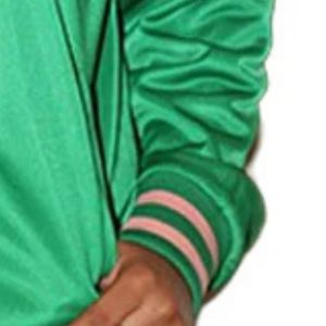AKA Green <b>Track</b> <b>Jacket</b> Women Zip Up Athletic Top Pink Stripe Trim Casual Sporty Sorority Greek Apparel Stylish Outerwear - Product Image 5
