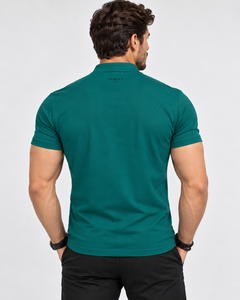 Fawkes <b>Men's</b> <b>Green</b> Short Sleeve Pique <b>Polo</b> <b>Shirt</b> Solid Color Casual Breathable Knitted Regular Fit Back Neck Logo wholesale - Product Image 2