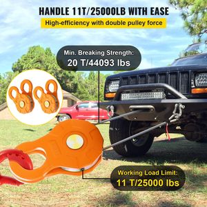 Heavy Duty 11T/25,000 LBS Winch puleggia per verricello 0.55 "/14mm in corda sintetica accessori per recupero Off-Road Snatch Block cricchetto fibbie - Product Image 3