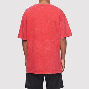 เสื้อยืดคอโอทรงบ็อกซี่ผ้าฝ้าย 100% ล้างสีแบบแอซิดวอช คุณภาพสูง แฟชั่นสตรีทแวร์ผู้ชายไซส์ใหญ่ แขนครึ่งตัว ทรงบ็อกซี่ ผ้าถัก - Product Image 3