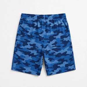 Shorts de bain pour homme en polyester léger, camouflage bleu, séchage rapide, taille élastique avec cordon de serrage - Product Image 2