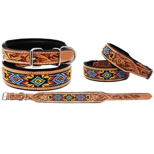 New Arrival Premium Quality Leather Padded Dog Collar With Golden <b>Stud</b> Work Manufacturer All Sizes Available Supplier - Product Image 2