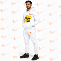 Ensemble jogging homme blanc avec capuche, imprimé Move On, en coton, décontracté, pour l'automne, deux pièces, avec fermeture éclair