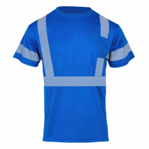 เสื้อยืดทำงานผู้ชายสีน้ำเงินลายสะท้อนแสง แขนสั้น แห้งเร็ว ผ้าโพลีเอสเตอร์ เสื้อลำลองใส่สบายสำหรับฤดูร้อน - Product Image 5