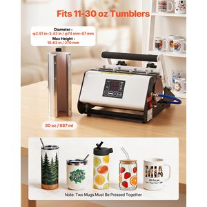 Presse à chaud pour gobelets 11-30 oz, chauffage rapide et uniforme avec gants isolants, réglage facile de la température et du temps - Product Image 2