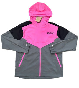 OEM Service Custom Pink Gray <b>Colour</b> Blocking Windproof Autumn Hooded Tracksuit Set Quick Dry Casual Sporty Full Sleeve Zipper - Product Image 5