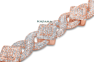Bracelet manchette en or rose S925 avec moissanite taille princesse et micro-pavé géométrique – Bijoux de luxe pour femme - Product Image 3