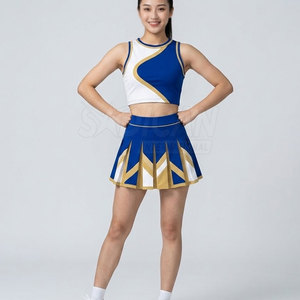 Ensemble d'uniformes de cheerleading personnalisés en polyester, pour la performance d'équipe, la pratique et la compétition, tissu respirant, haute élasticité, durable - Product Image 3