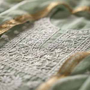 Conjunto de Ropa Tradicional Elegante para Mujer, Estilo Chikankari, Color Menta - Product Image 3