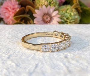 Bague de mariage demi-éternité en or jaune 14 carats avec diamant de laboratoire taille radiant de 1,90 ct, certifiée IGI – Cadeau tendance pour fête ou anniversaire - Product Image 5