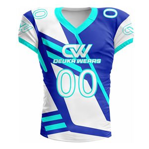 Jersey de Fútbol Americano Personalizado con Sublimación, 100% Poliéster, Manga Corta, Cuello en V, Nombre y Número del Equipo Personalizados, MOQ Bajo - Product Image 1