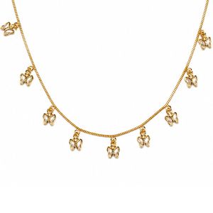 Collar con Colgante de Mariposa Chapado en Oro de 18K con Perla de Imitación y Circonita para Mujer - Product Image 1