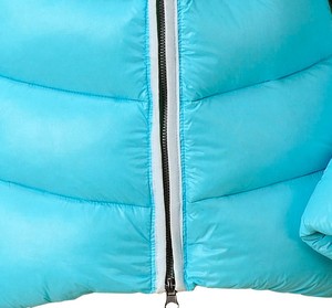 Light Blue Women's <b>Quilted</b> Puffer <b>Jacket</b> With Hood Full Zip Winter Coat Regular Length Polyester Wadding - Product Image 4