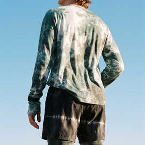 <b>Men's</b> <b>Long</b> <b>Sleeve</b> O-Neck Tie Dye Knitted T-<b>Shirt</b> Plus Size Casual Green <b>White</b> Patterned Top - Product Image 4