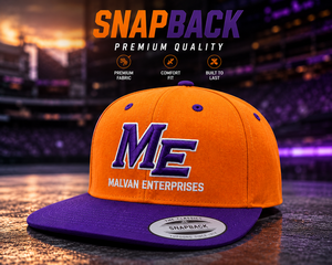 Malvan Enterprises Orange <b>Purple</b> Snapback Cap 6-Panel Adjustable Unisex Casual Embroidered Letter Logo One Size Fits Most - Product Image 1