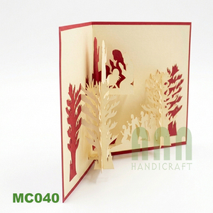 ANN HANDICRAFT Vietnam Custom Laser Cut 3D Paper Eco-Friendly <b>Matte</b> <b>Varnishing</b> Die Cut Nativity Scene Christmas Greeting Cards - Product Image 3