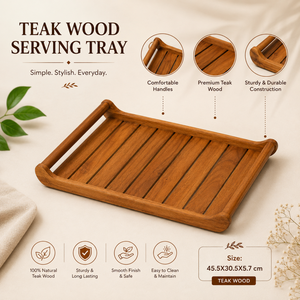Plateau de service en bois de qualité supérieure avec poignées latérales surélevées |   Plateau rectangulaire à lattes pour servir le petit-déjeuner, utilisation à domicile, hôtel, restaurant - Product Image 5