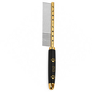 Peigne de toilettage pour animaux de compagnie jaune, imperméable et écologique, avec dents en acier inoxydable, poignée design chien/chat pour l'entretien des poils - Product Image 1