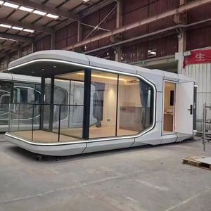 Module habitable préfabriqué modulable et assemblable en matériau de conteneur, type Clearomizer, pour usage polyvalent, capsule spatiale, logement, pièce panoramique - Product Image 1