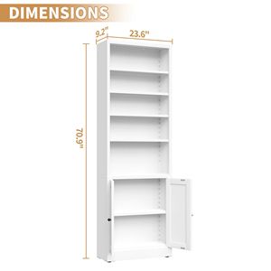 Étagère industrielle blanche à 5 niveaux avec porte, bibliothèque en métal de 71 pouces de haut, profondeur de rangement de 9,2 pouces, étagères réglables - Product Image 2