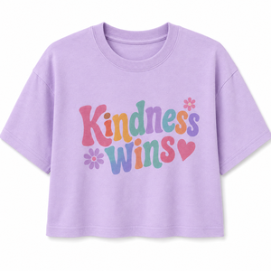 เสื้อครอปท็อปผู้หญิง แขนสั้น คอกลม ลายดอกไม้/ลายตัวอักษร ผ้าฝ้าย 100% ระบายอากาศได้ดี สวมใส่สบายๆ สำหรับฤดูใบไม้ผลิและฤดูร้อน น้ำหนัก 180 กรัม - Product Image 1