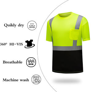 Camiseta Verde de Manga Corta Reflectante con Logotipo Personalizado, Bolsillo en el Pecho y Material Reflectante de Alta Calidad para Ropa de Trabajo - Product Image 4