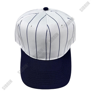 SIBRIN Custom Unisex 6 Panel Pinstripe Baseball <b>Cap</b> White Navy <b>Flat</b> Brim Twill Cotton Hat Outdoor Spring Summer Sports <b>Cap</b> - Product Image 1