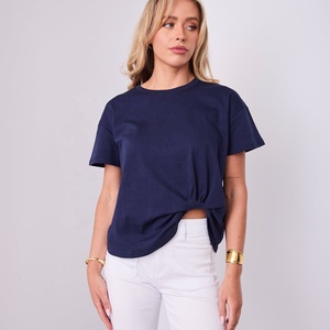 Nouvel Arrivage 2026 T-shirt Décontracté Femme à Manches Courtes Col Rond Uni Taille Cintrée Streetwear 100% Coton Léger - Product Image 6