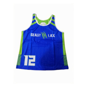 Maillots de lacrosse réversibles personnalisés pour adultes, 100 % polyester, sans manches, respirants, couleur fluorescente, imprimés, en maille, été, haute qualité - Product Image 1