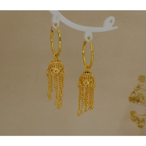 Indian Gold Plated Jhumki Earrings <b>for</b> Women Long Dangle Chain Jhumka Trending Bridal & Wear Ethnic Jewelry <b>Wedding</b> Fashionable - Product Image 3